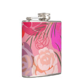 Rosa Rosenmuster mit Blume und Pflanze Flachmann (Rechts)