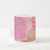 Rosa Rosenmuster mit Blume und Pflanze Mattglastasse (Vorderseite Links)