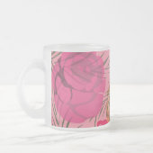 Rosa Rosenmuster mit Blume und Pflanze Mattglastasse (Links)