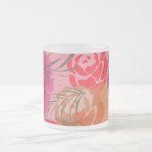 Rosa Rosenmuster mit Blume und Pflanze Mattglastasse (Mittel)