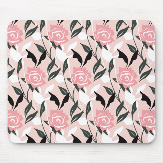 Rosa Rosenmuster Mousepad (Vorne)