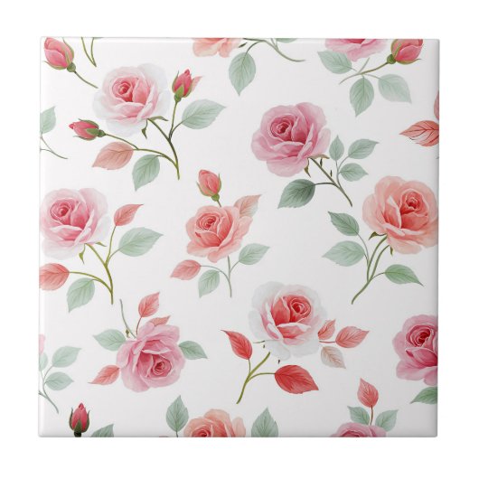 Rosa Rosenmuster, weiche Farbe, Fliese (Vorderseite)