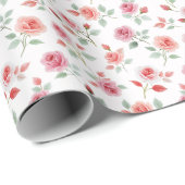 Rosa Rosenmuster, weiche Farbe, Geschenkpapier (Rolleneckpunkt)