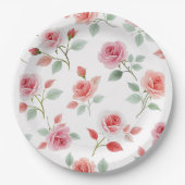 Rosa Rosenmuster, weiche Farbe, Pappteller (Vorderseite)