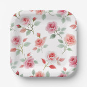 Rosa Rosenmuster, weiche Farbe, Pappteller (Vorderseite)
