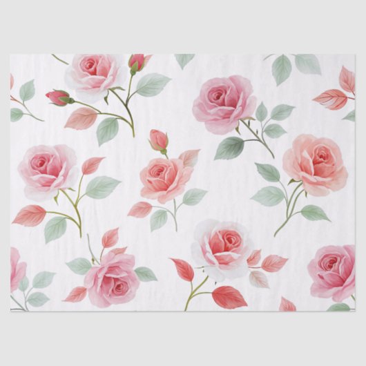 Rosa Rosenmuster, weiche Farbe, Seidenpapier (Vorderseite)