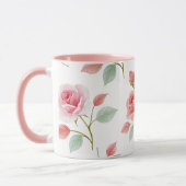 Rosa Rosenmuster, weiche Farbe, Tasse (Links)