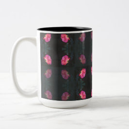 Rosa Rosenmuster Zweifarbige Tasse