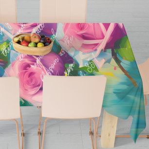 Rosa Rosenöl Malerei fett farbigen Hintergrund Tischdecke