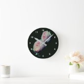 Rosa Rosenpaar Floral Runde Wanduhr (Zuhause)