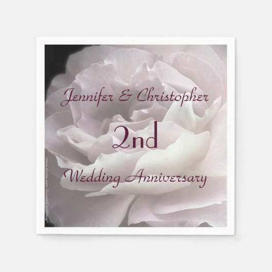 Rosa Rosenpapier Napkins, 2. Hochzeitstag Serviette (Vorderseite)