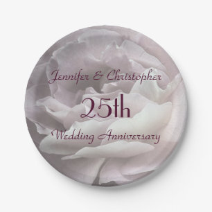 Rosa Rosenpapier Teller, 25. Hochzeitstag Pappteller