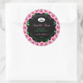 Rosa Rosenrahmen Elegantes Logo für die schwarzen Runder Aufkleber (Tasche)
