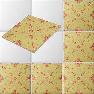 Rosa Rosenrankgitter mit Blumenmedaillon-Muster Fliese