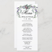 Rosa Rosenrosen, elegant, botanischer Lavendel Menükarte (Vorne/Hinten)