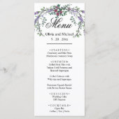 Rosa Rosenrosen, elegant, botanischer Lavendel Menükarte (Vorderseite)