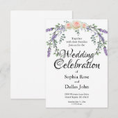 Rosa Rosenrosen-Hochzeit mit elegantem Aquarell Einladung (Vorne/Hinten)