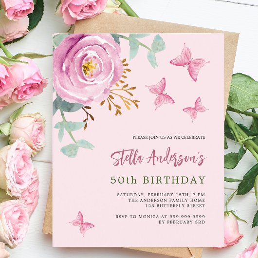 Rosa Rosenschmetterling Haushalt Geburtstagsfeier