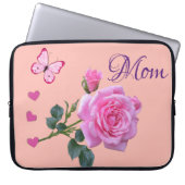 Rosa Rosenschmetterlingsherzen Laptopschutzhülle (Vorderseite)