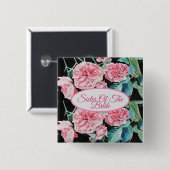 Rosa-Rosenschwester-der-Braut-Badge-Rosen Button (Vorne & Hinten)
