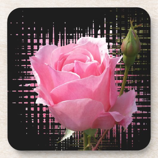Rosa Rosenspritze Getränkeuntersetzer (Vorderseite)