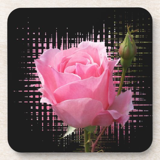 Rosa Rosenspritze Getränkeuntersetzer (Vorderseite)