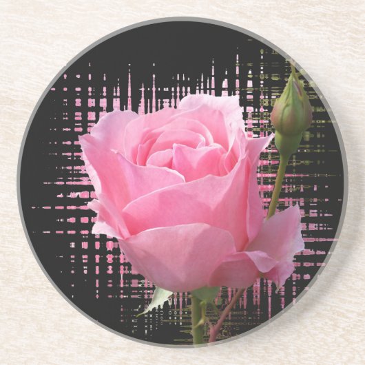Rosa Rosenspritze Getränkeuntersetzer (Vorne)