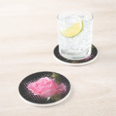 Rosa Rosenspritze Getränkeuntersetzer (Seite)