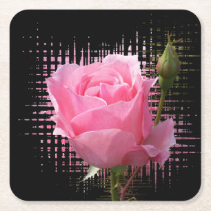 Rosa Rosenspritze Rechteckiger Pappuntersetzer