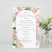 Rosa Rosenstöckchen Rosa Blütenrosa Hochzeitsprogr (Stehend Vorderseite)