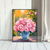 Rosa Rosenstrauß | Aquarell-Blumenvase Poster