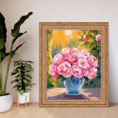 Rosa Rosenstrauß | Aquarell-Blumenvase Poster