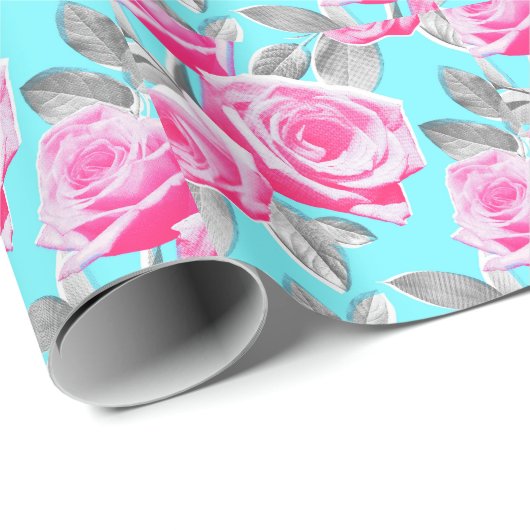 Rosa Rosenumhüllungspapier Geschenkpapier (Rolleneckpunkt)