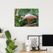 Rosa-Rosenvogel-Poster Poster (Heimbüro)