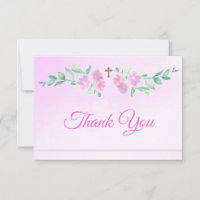 Rosa Rosenwasser-Aquarell-Ombre-Kreuz-Taufe Baby M