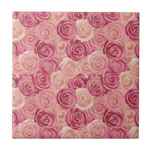 Rosa Rosenwirbel Glitter Nahtloses Muster Fliese
