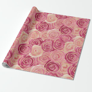 Rosa Rosenwirbel Glitter Nahtloses Muster Geschenkpapier