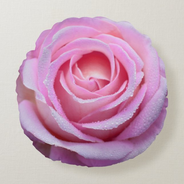 Rosa Roserundes Throw-Kissen Rundes Kissen (Vorderseite)