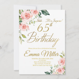 Rosa Roses 65. Geburtstagsparty Einladung
