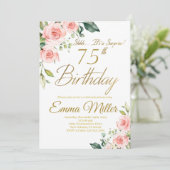 Rosa Roses 75. Geburtstagsparty Einladung (Stehend Vorderseite)