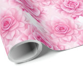 Rosa Roses AI Art Wrapping Paper Geschenkpapier (Rolleneckpunkt)