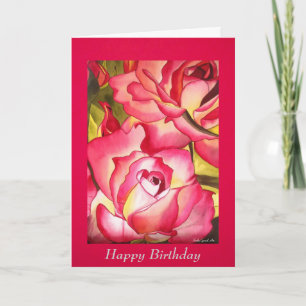 Rosa Roses Aquarell Blume Karte