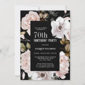 Rosa Roses Aquarell Floral 70. Geburtstag Einladung (Vorderseite)