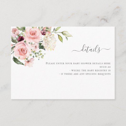 Rosa Roses Baby Dusche Einladungskarte (Vorderseite)