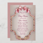 Rosa Roses Baby Girl Dusche Einladungen (Vorne/Hinten)