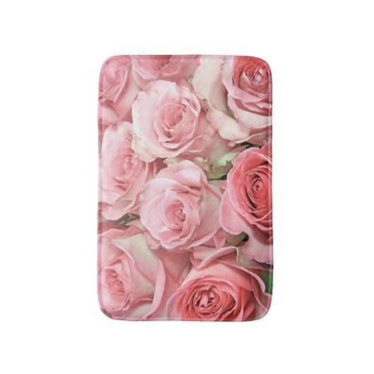Rosa Roses Bath Mat Badematte (Vorderseite Vertikal)