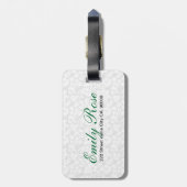 Rosa Roses Beige Damasks Gepäckanhänger (Rückseite vertikal)