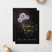 Rosa Roses Black Wedding Einladungskarte (Vorderseite/Rückseite Beispiel)