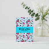 Rosa Roses Blau Hintergrund Visitenkarte (Stehend Vorderseite)