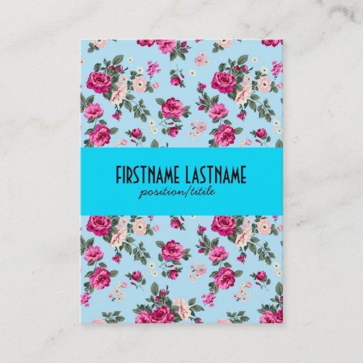 Rosa Roses Blau Hintergrund Visitenkarte (Vorderseite)